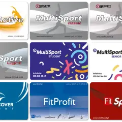 Karty Benefit Systems: MultiActive, MultiSport Classic, Plus, Light, Student, Senior. Także Medicover Sport, FitProfit, Fit Sport. Różne wejścia.