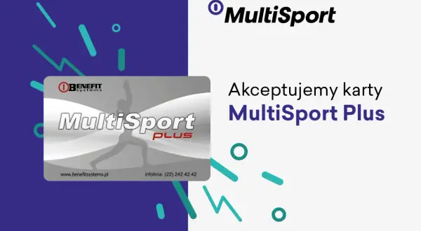 Karta MultiSport Plus z sylwetką sportowca. Akceptujemy karty MultiSport Plus.